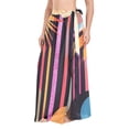 thumbnail image 1 of FORMRS Womens Long Sarong Beach Wrap Semi-Sheer Bikini Skirt Bathing Swimsuit Cover Up, Futuristic Sun, 1 of 7