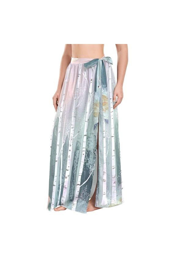 Womens Beach Sarong Semi-Sheer Bikini Wrap Skirt Swimsuit Cover-ups, Green Deer