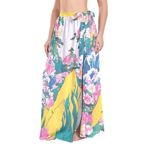 FORMRS Womens Beach Sarong Semi-Sheer Bikini Wrap Skirt Swimsuit Cover-ups, Green Mountains