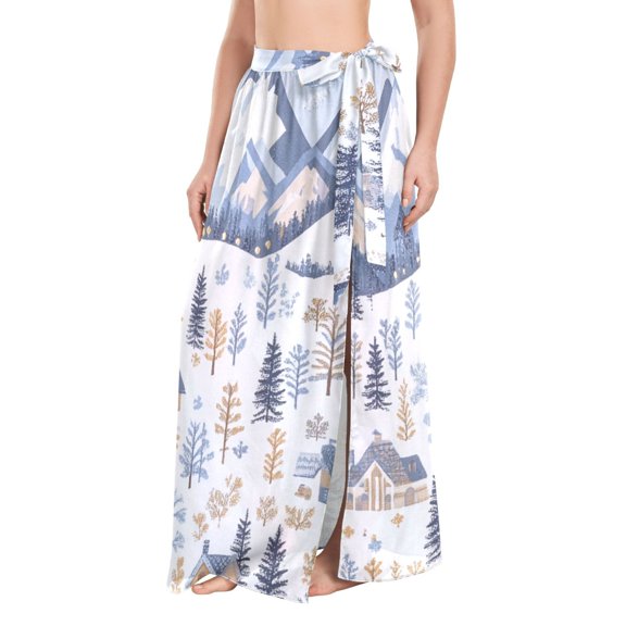 FORMRS Womens Beach Sarong Semi-Sheer Bikini Wrap Skirt Swimsuit Cover-ups, Light Blue Mountain