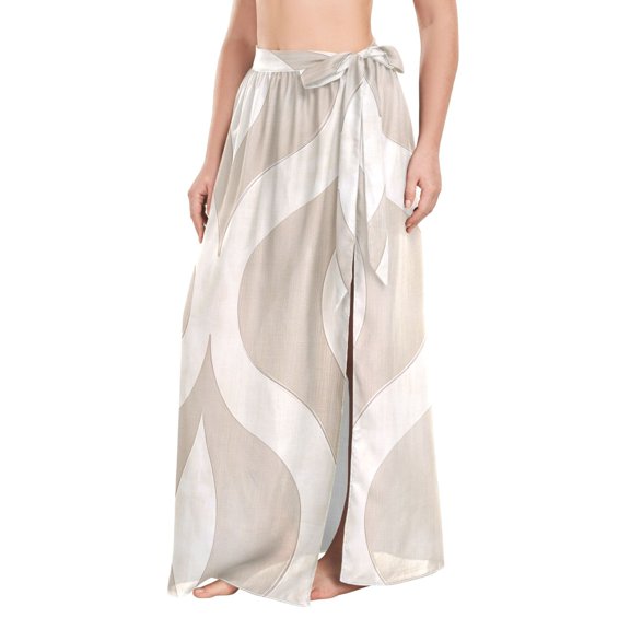FORMRS Womens Beach Sarong Semi-Sheer Bikini Wrap Skirt Swimsuit Cover-ups, Light Brown Pattern