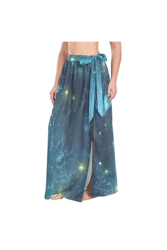 Womens Beach Sarong Semi-Sheer Bikini Wrap Skirt Swimsuit Cover-ups, Magical Forest