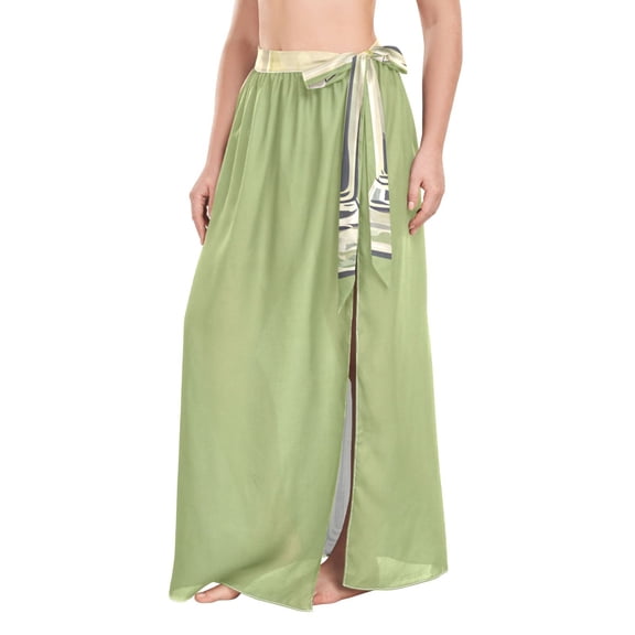 FORMRS Womens Beach Sarong Semi-Sheer Bikini Wrap Skirt Swimsuit Cover-ups, Martini with Olive