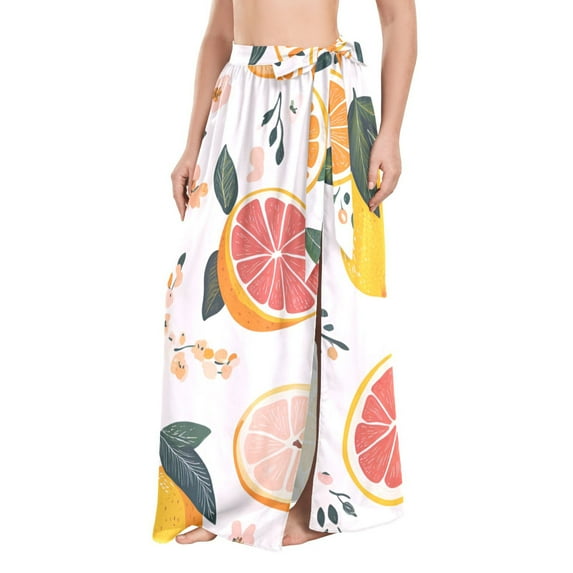 FORMRS Womens Beach Sarong Semi-Sheer Bikini Wrap Skirt Swimsuit Cover-ups, Orange Slices