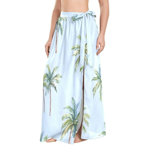 FORMRS Womens Beach Sarong Semi-Sheer Bikini Wrap Skirt Swimsuit Cover-ups, Palm Trees Pattern