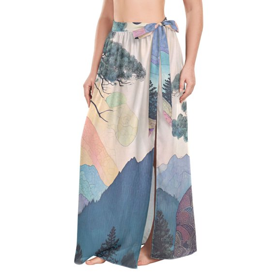 FORMRS Womens Beach Sarong Semi-Sheer Bikini Wrap Skirt Swimsuit Cover-ups, Pine Tree Rainbow