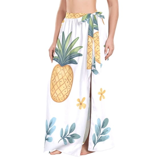 FORMRS Womens Beach Sarong Semi-Sheer Bikini Wrap Skirt Swimsuit Cover-ups, Pineapple