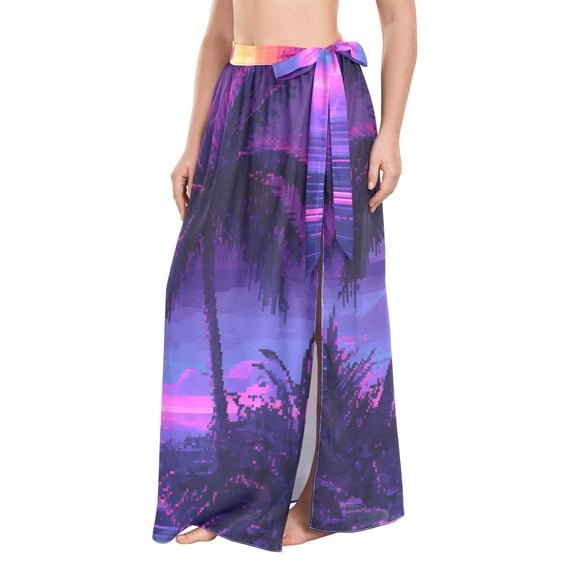 FORMRS Womens Long Sarong Beach Wrap Semi-Sheer Bikini Skirt Bathing Swimsuit Cover Up, Pink Digital Art