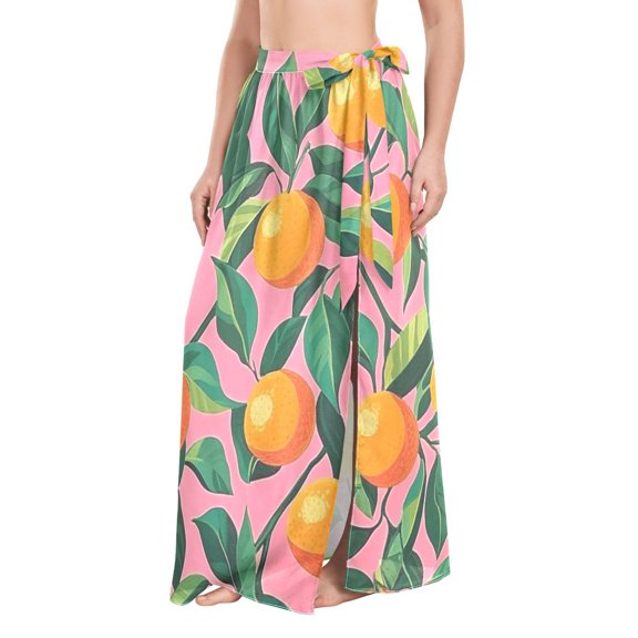 FORMRS Womens Beach Sarong Semi-Sheer Bikini Wrap Skirt Swimsuit Cover-ups, Pink Oranges