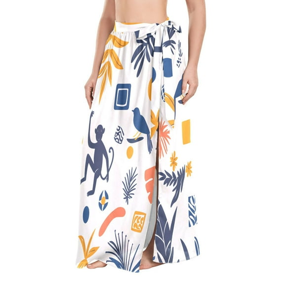 FORMRS Womens Beach Sarong Semi-Sheer Bikini Wrap Skirt Swimsuit Cover-ups, Playful Forest