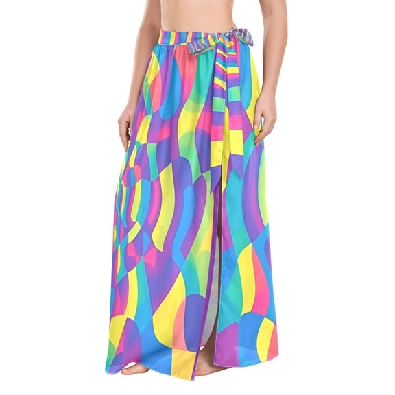 FORMRS Womens Beach Sarong Semi-Sheer Bikini Wrap Skirt Swimsuit Cover-ups, Psychedelic Pattern
