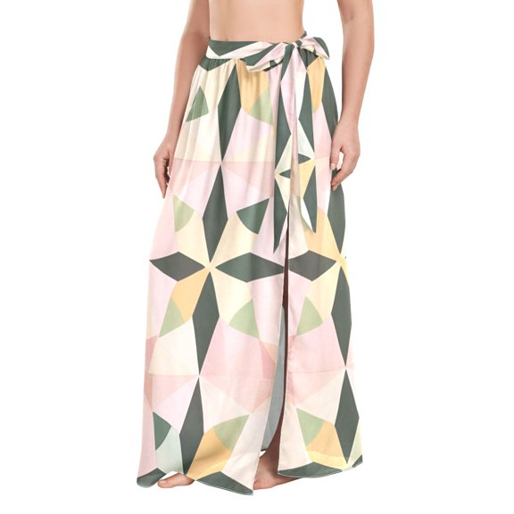 FORMRS Womens Beach Sarong Semi-Sheer Bikini Wrap Skirt Swimsuit Cover-ups, Retro Black Stars