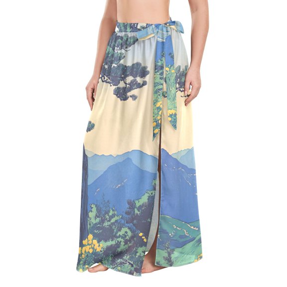 FORMRS Womens Beach Sarong Semi-Sheer Bikini Wrap Skirt Swimsuit Cover-ups, Retro Mountain