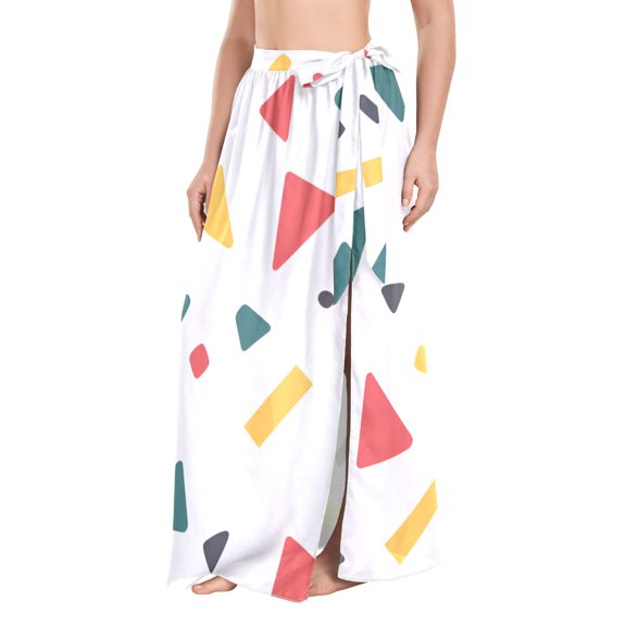 FORMRS Womens Beach Sarong Semi-Sheer Bikini Wrap Skirt Swimsuit Cover-ups, Retro Shapes