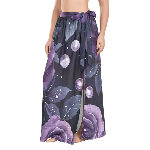 FORMRS Womens Beach Sarong Semi-Sheer Bikini Wrap Skirt Swimsuit Cover-ups, Roses and Pearls