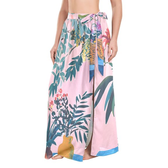 FORMRS Womens Beach Sarong Semi-Sheer Bikini Wrap Skirt Swimsuit Cover-ups, Vibrant Flowers