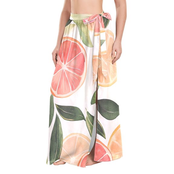 FORMRS Womens Beach Sarong Semi-Sheer Bikini Wrap Skirt Swimsuit Cover-ups, Watercolor Grapefruit