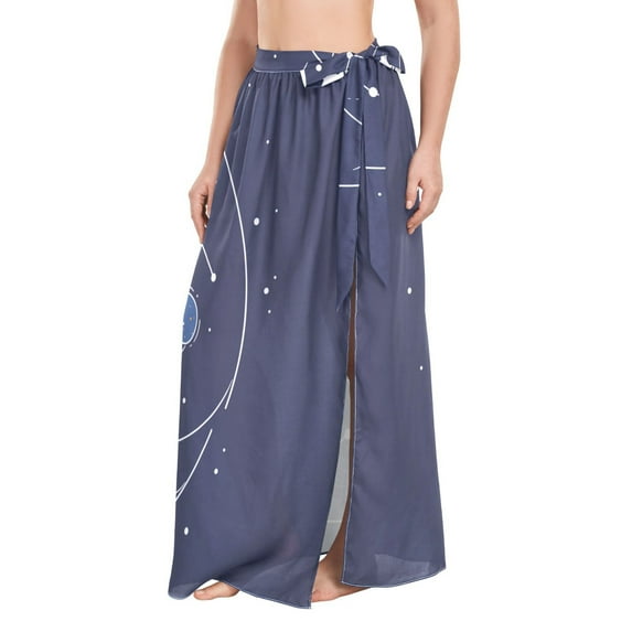 FORMRS Womens Beach Sarong Semi-Sheer Bikini Wrap Skirt Swimsuit Cover-ups, White Cat Planet