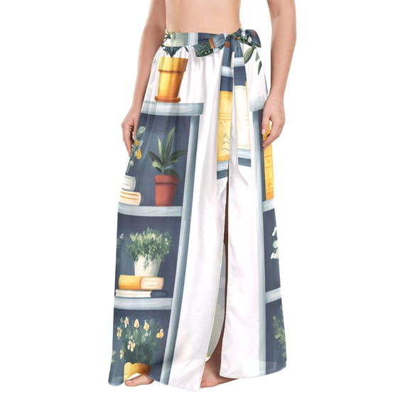 FORMRS Womens Long Sarong Beach Wrap Semi-Sheer Bikini Skirt Bathing Swimsuit Cover Up, White Shelf