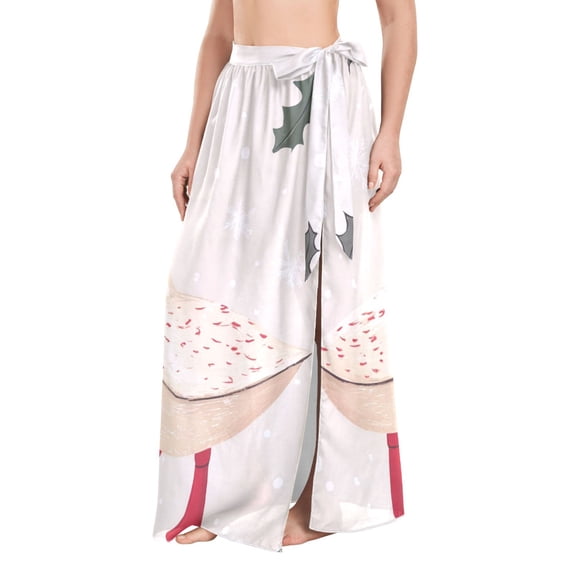 FORMRS Womens Long Sarong Beach Wrap Semi-Sheer Bikini Skirt Bathing Swimsuit Cover Up, Winter Geese