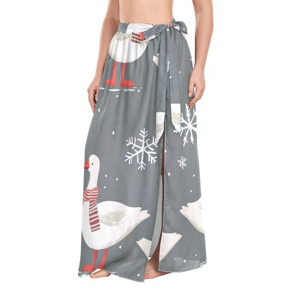 FORMRS Womens Beach Sarong Semi-Sheer Bikini Wrap Skirt Swimsuit Cover-ups, Winter Goose