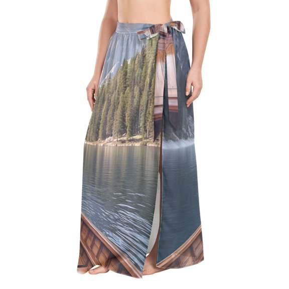 FORMRS Womens Beach Sarong Semi-Sheer Bikini Wrap Skirt Swimsuit Cover-ups, Wooden Boat