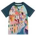 thumbnail image 1 of FORMRS Boys Rash Guard Short Sleeves Swim Shirt Quick Dry UPF 50+ Sun Protection, Sizes 3-12T, Abstract Painting, 1 of 6