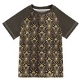 thumbnail image 1 of FORMRS Boys Rash Guard Short Sleeves Swim Shirt Quick Dry UPF 50+ Sun Protection, Sizes 3-12T, Black Floral Pattern, 1 of 6