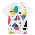 thumbnail image 1 of FORMRS Boys Rash Guard Short Sleeves Swim Shirt Quick Dry UPF 50+ Sun Protection, Sizes 3-12T, Black Retro Pattern, 1 of 6