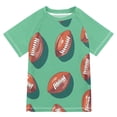 thumbnail image 1 of FORMRS Boys Rash Guard Short Sleeves Swim Shirt Quick Dry UPF 50+ Sun Protection, Sizes 3-12T, Brown American Footballs, 1 of 6