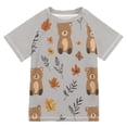 thumbnail image 1 of FORMRS Boys Rash Guard Short Sleeves Swim Shirt Quick Dry UPF 50+ Sun Protection, Sizes 3-12T, Brown Cartoon Bears, 1 of 6
