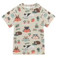 thumbnail image 1 of FORMRS Boys Rash Guard Short Sleeves Swim Shirt Quick Dry UPF 50+ Sun Protection, Sizes 3-12T, Cartoon Dog Reading Pattern, 1 of 6