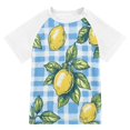 thumbnail image 1 of FORMRS Boys Rash Guard Short Sleeves Swim Shirt Quick Dry UPF 50+ Sun Protection, Sizes 3-12T, Cartoon Plaid Lemon, 1 of 6