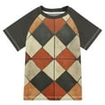 thumbnail image 1 of FORMRS Boys Rash Guard Short Sleeves Swim Shirt Quick Dry UPF 50+ Sun Protection, Sizes 3-12T, Checkered Pattern, 1 of 6