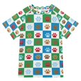 thumbnail image 1 of FORMRS Boys Rash Guard Short Sleeves Swim Shirt Quick Dry UPF 50+ Sun Protection, Sizes 3-12T, Christmas Dog Paws Pattern, 1 of 6