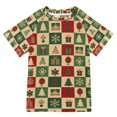 thumbnail image 1 of FORMRS Boys Rash Guard Short Sleeves Swim Shirt Quick Dry UPF 50+ Sun Protection, Sizes 3-12T, Christmas Plaid Pattern, 1 of 6