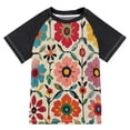 thumbnail image 1 of FORMRS Boys Rash Guard Short Sleeves Swim Shirt Quick Dry UPF 50+ Sun Protection, Sizes 3-12T, Colorful Flowers, 1 of 6