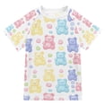 thumbnail image 1 of FORMRS Boys Rash Guard Short Sleeves Swim Shirt Quick Dry UPF 50+ Sun Protection, Sizes 3-12T, Colorful Gummy Bears Pattern, 1 of 6