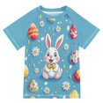 thumbnail image 1 of FORMRS Boys Rash Guard Short Sleeves Swim Shirt Quick Dry UPF 50+ Sun Protection, Sizes 3-12T, Easter Bunny Pattern, 1 of 6