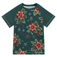 thumbnail image 1 of FORMRS Boys Rash Guard Short Sleeves Swim Shirt Quick Dry UPF 50+ Sun Protection, Sizes 3-12T, Floral Christmas, 1 of 6