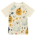 thumbnail image 1 of FORMRS Boys Rash Guard Short Sleeves Swim Shirt Quick Dry UPF 50+ Sun Protection, Sizes 3-12T, Halloween Cute Ghosts, 1 of 6