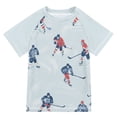 thumbnail image 1 of FORMRS Boys Rash Guard Short Sleeves Swim Shirt Quick Dry UPF 50+ Sun Protection, Sizes 3-12T, Hockey Action Zone, 1 of 6