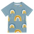 thumbnail image 1 of FORMRS Boys Rash Guard Short Sleeves Swim Shirt Quick Dry UPF 50+ Sun Protection, Sizes 3-12T, Light Blue Rainbow, 1 of 6
