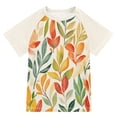 thumbnail image 1 of FORMRS Boys Rash Guard Short Sleeves Swim Shirt Quick Dry UPF 50+ Sun Protection, Sizes 3-12T, Orange Autumn Leaves, 1 of 6