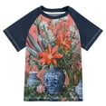 thumbnail image 1 of FORMRS Boys Rash Guard Short Sleeves Swim Shirt Quick Dry UPF 50+ Sun Protection, Sizes 3-12T, Orange Vibrant Flowers, 1 of 6
