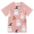 thumbnail image 1 of FORMRS Boys Rash Guard Short Sleeves Swim Shirt Quick Dry UPF 50+ Sun Protection, Sizes 3-12T, Pink Cartoon Halloween, 1 of 6