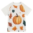 thumbnail image 1 of FORMRS Boys Rash Guard Short Sleeves Swim Shirt Quick Dry UPF 50+ Sun Protection, Sizes 3-12T, Pumpkins Pattern, 1 of 6