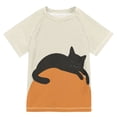 thumbnail image 1 of FORMRS Boys Rash Guard Short Sleeves Swim Shirt Quick Dry UPF 50+ Sun Protection, Sizes 3-12T, Sleeping Black Cat, 1 of 6