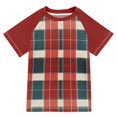 thumbnail image 1 of FORMRS Boys Rash Guard Short Sleeves Swim Shirt Quick Dry UPF 50+ Sun Protection, Sizes 3-12T, Vibrant Red Tartan Pattern, 1 of 6