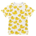 thumbnail image 1 of FORMRS Boys Rash Guard Short Sleeves Swim Shirt Quick Dry UPF 50+ Sun Protection, Sizes 3-12T, Yellow Rubber Ducks, 1 of 6